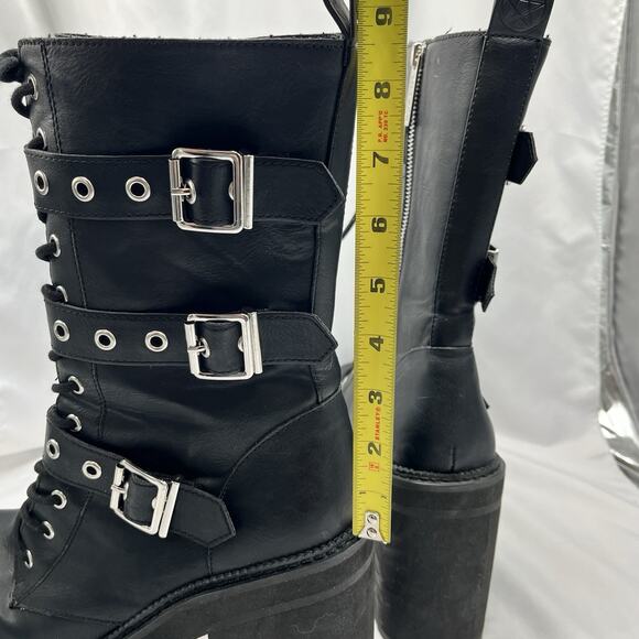 Killstar Vendetta platform boots Size 10 goth punk witchy buckle chunky heel - Picture 6 of 12